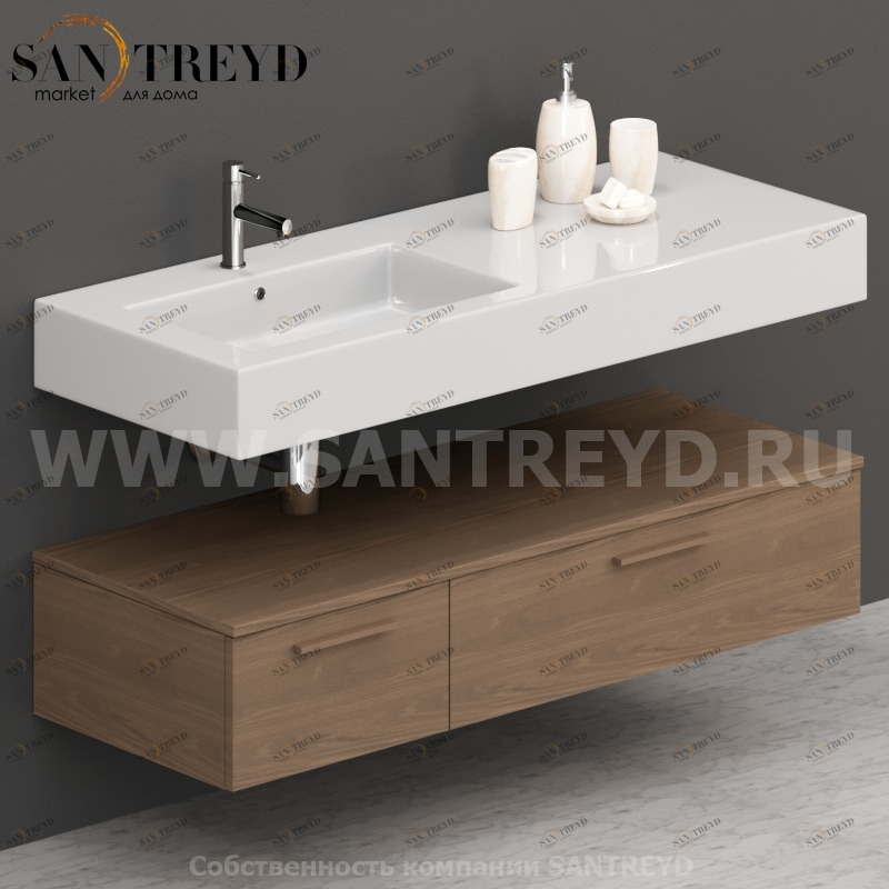 T13552CF Столешницы для использования в сочетании с тумбами и открытыми тумбами 135 см цвет Дуб кофейный ARREDO WOOD Италия Ceramica Globo