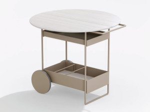 Тележка для еды с закрывающейся деревянной столешницей и откидной крышкой