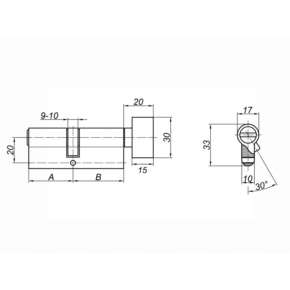 Цилиндр Palladium, 30x30 мм, ключ/вертушка, цвет никель 84614087 STLM-2117389  - Вид №3