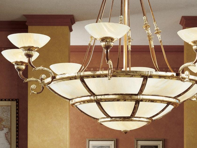 Possoni Illuminazione Люстра из ржавого сусального золота со стеклом из оникса Raffaello 1999/14+8 - Вид №1