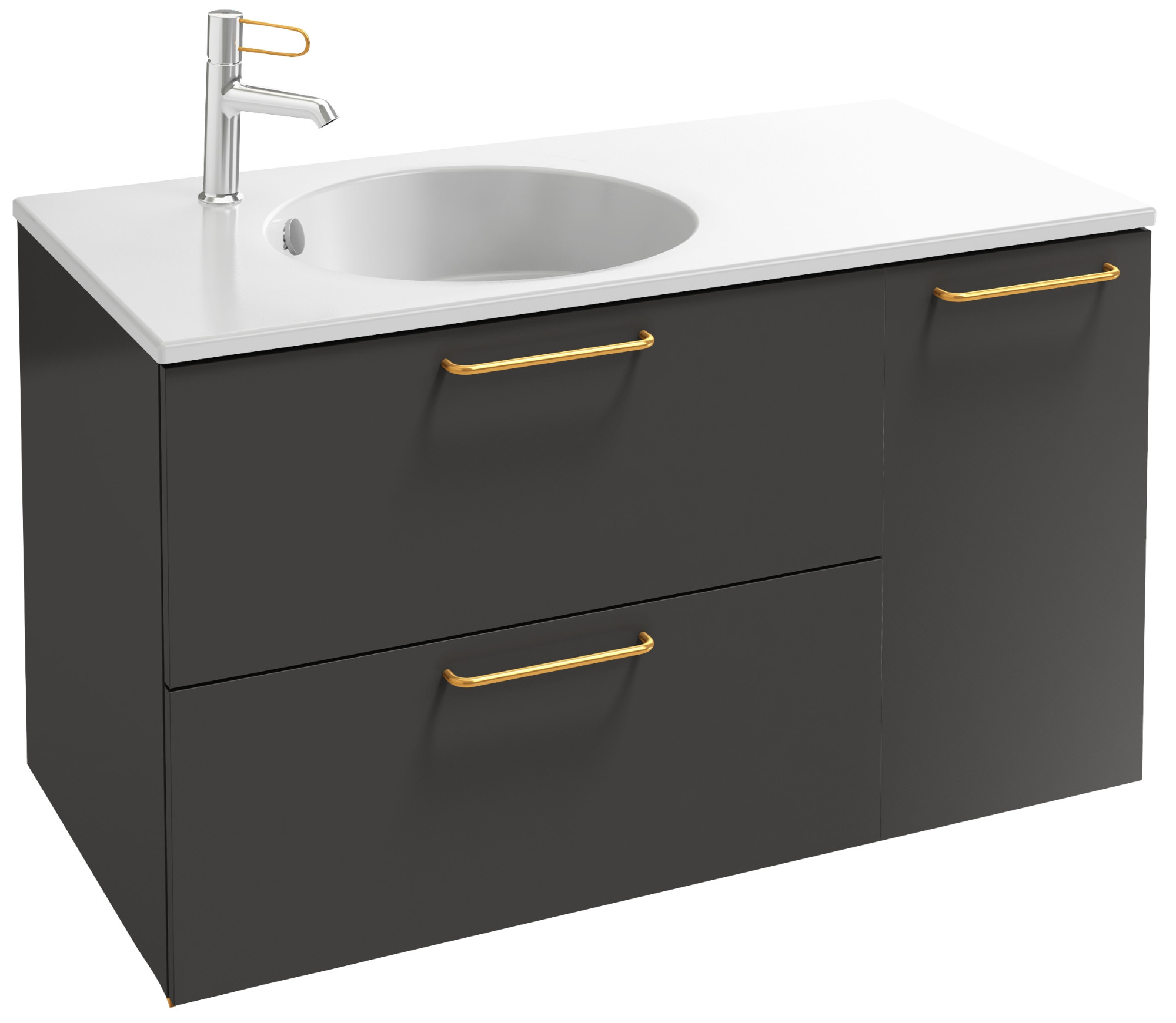 EB2544-R8-NR4 Тумба под столешницу 100 см, 2 ящика/1 дверца, золотая ручка JACOB DELAFON ODÉON RIVE GAUCHE ODEON RIVE GAUCHE