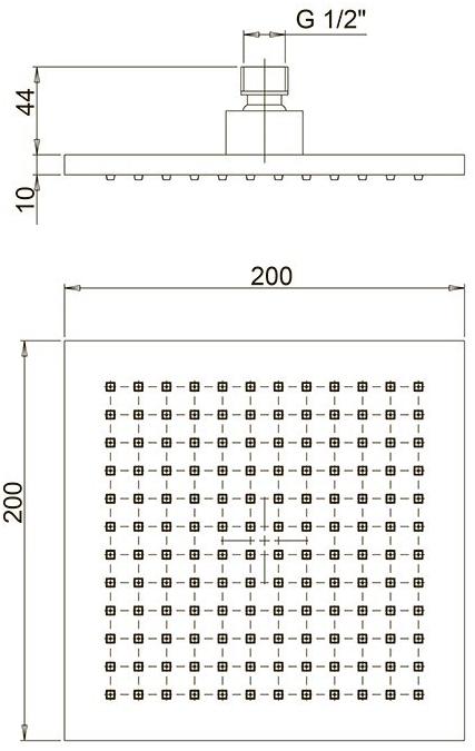 50CR759TCASQE Расс.д/душа, пластик, квадратный, 200 мм, хром Paini  - Вид №3