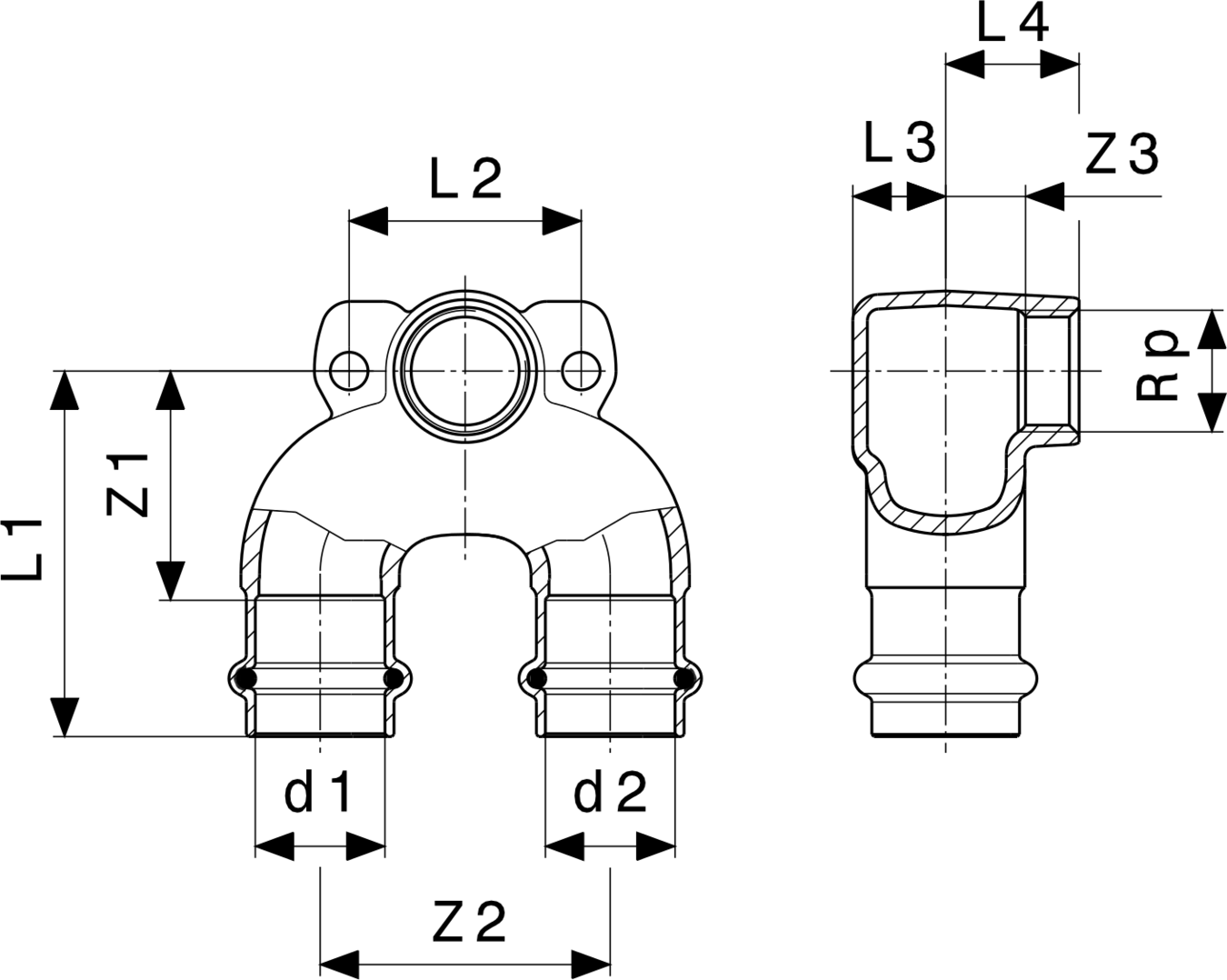 687 908 Модель 2228.7 Трубопроводные системы  Sanpress  Водорозетки Santreyd  - Вид №3