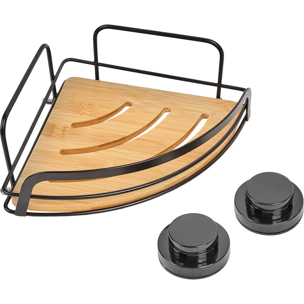 Полка для ванной угловая Primanova одноярусная 20 см цвет черный Бамбук STLM-2024572 - Вид №2
