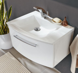 SETFG6006R(722/161) Puris For Guests, тумба + раковина правая 600 мм из минер. литья, цвет белый высокоглянцевый