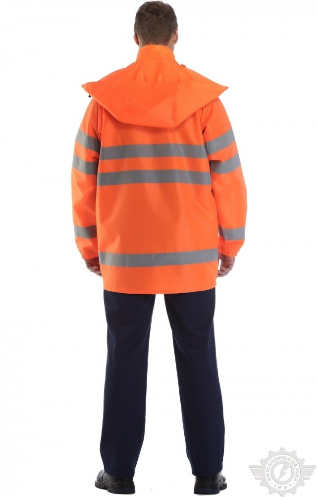 65806 Куртка-ветровка с СВП оранжевая  Непромокаемая спецодежда  размер 48-50/182-188  - Вид №4
