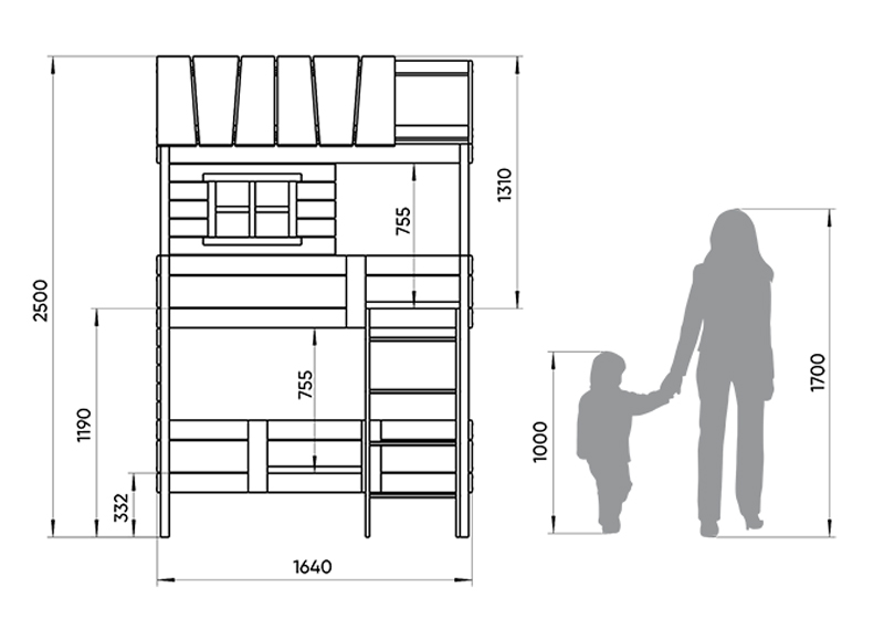 Кровать-домик двухъярусная Home nord M 80х160 см белая, серая ELLIPSE ELLIPSE HOME 351777 Белый;серый Santreyd  - Вид №4