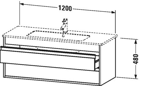 KT643104343 Тумбочка подвесная Ketho #KT6431 1200 x 475 мм Базальт матовый, декор Duravit - Вид №1