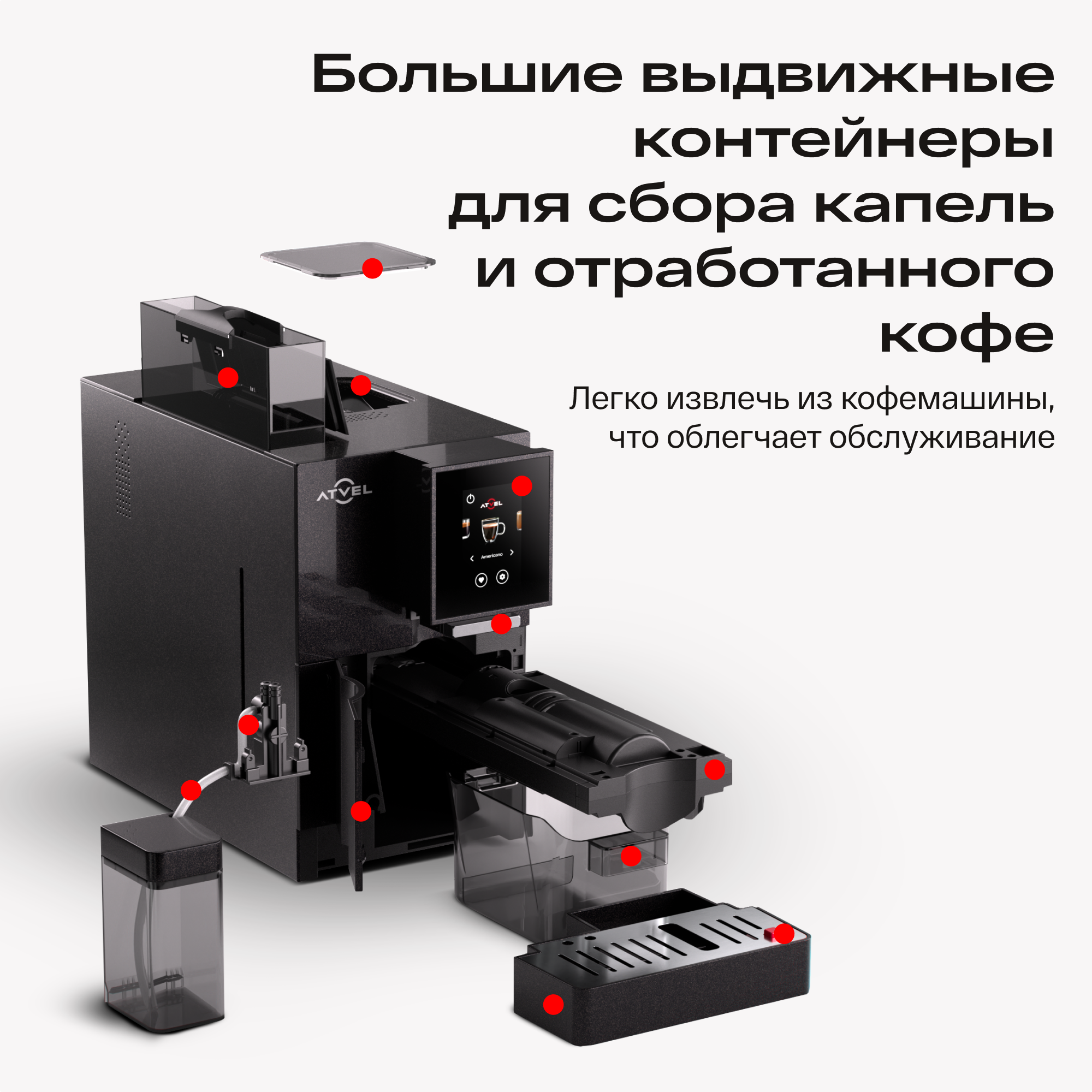 9290651 Кофемашина автоматическая Atvel A6 черный STDN-0138460 - Вид №19