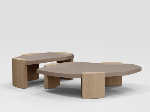 Низкий деревянный журнальный столик