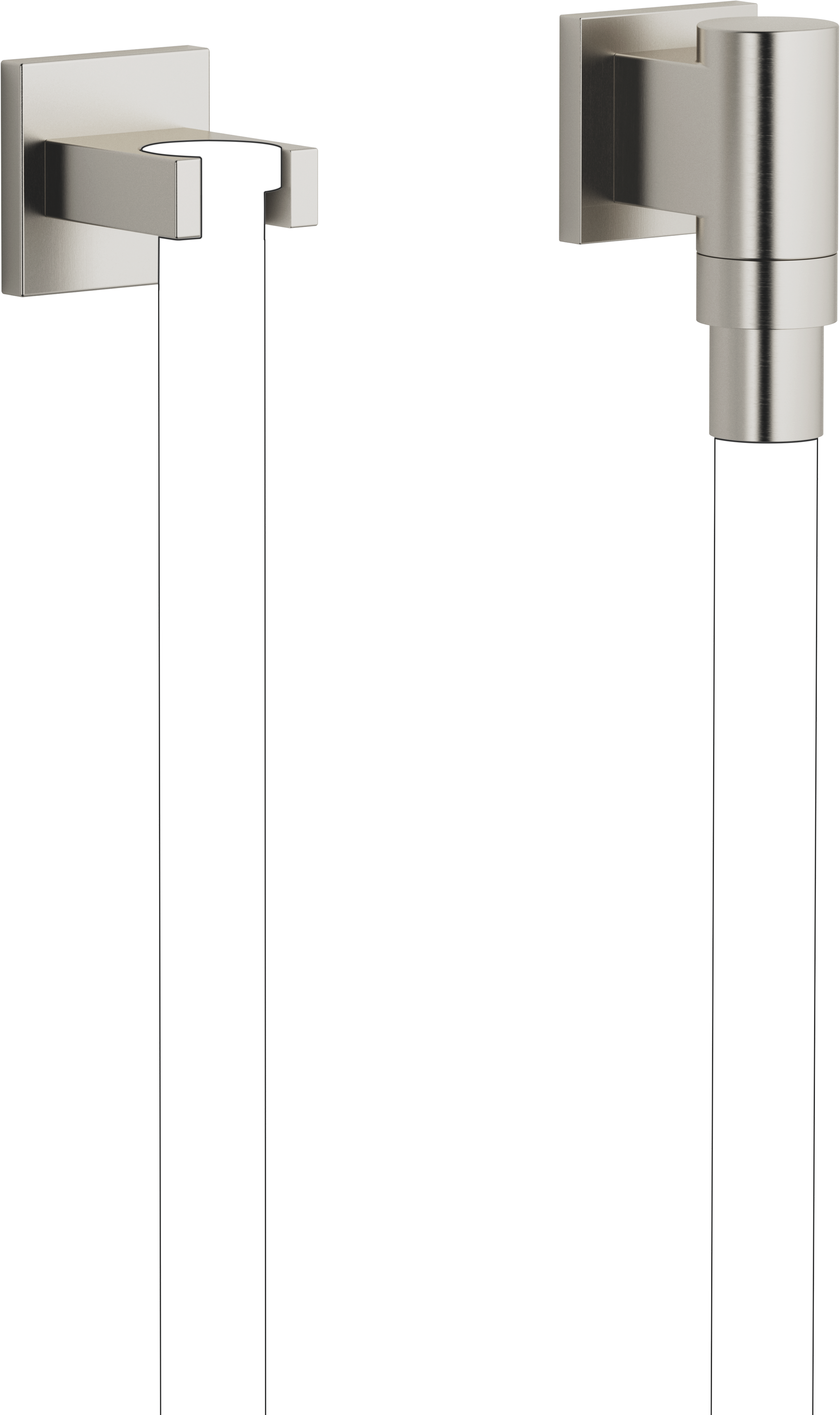 WATER TUBE Настенное колено Кнайпа с отдельными розетками и держателем шланга - матовая платина