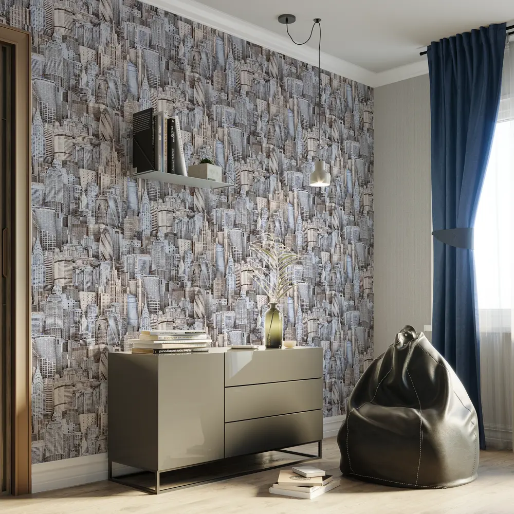 Обои флизелиновые Home Color Town синие 1.06 м HC31091-26 82912510 STLM-2043858 - Вид №3
