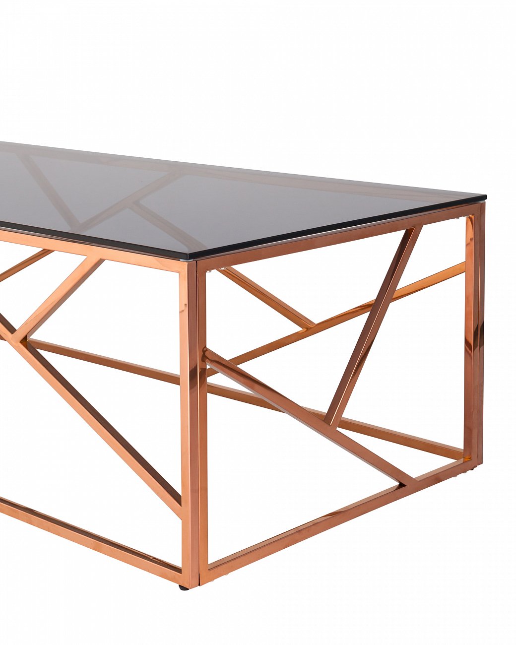 Журнальный столик стеклянный дымчатый с основанием розовое золото 120х60 см "Арт Деко" STOOL GROUP  00-3881900 Золото;розовый  - Вид №2