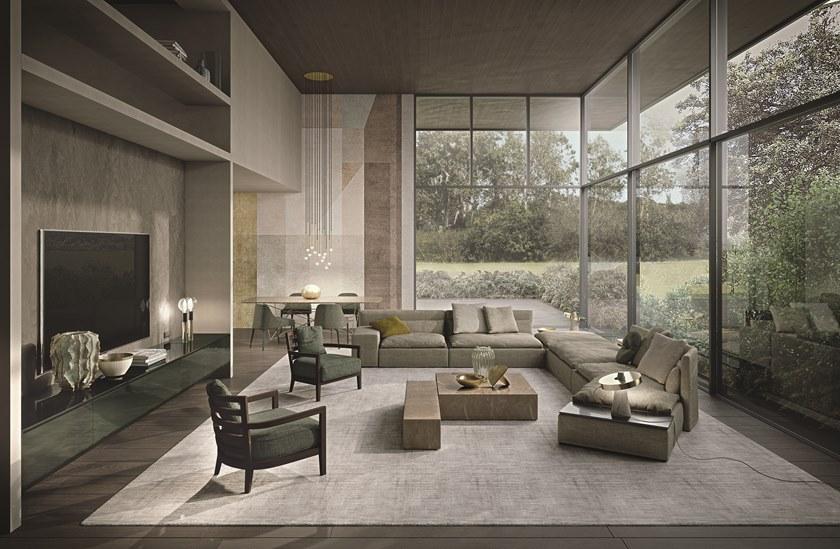 Frigerio Salotti Модульный диван из ткани с высокой спинкой Dominio sun-id-1499372 - Вид №2