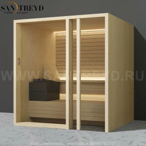 Effegibi YOKU.G80 SA.703000009 Сауна с правой дверью. Мощность: 8 кВт макс. Размеры: длина 202 см, ширина 180 см. Отделка: осина термообработанная