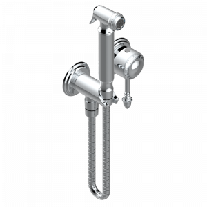 U97-5840/MBG Комплект для душа, включающий смеситель, армированный шланг 1 м 25 см, ручной душ с курковым распылителем, выход из стены и предохранительный запорный клапан Thg-paris Malmaison Howlite Хром