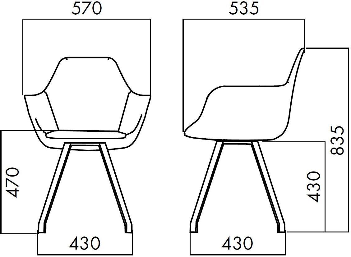 ALMA DESIGN Поворотное кожаное кресло с подлокотниками Y chair 2094 - Вид №1