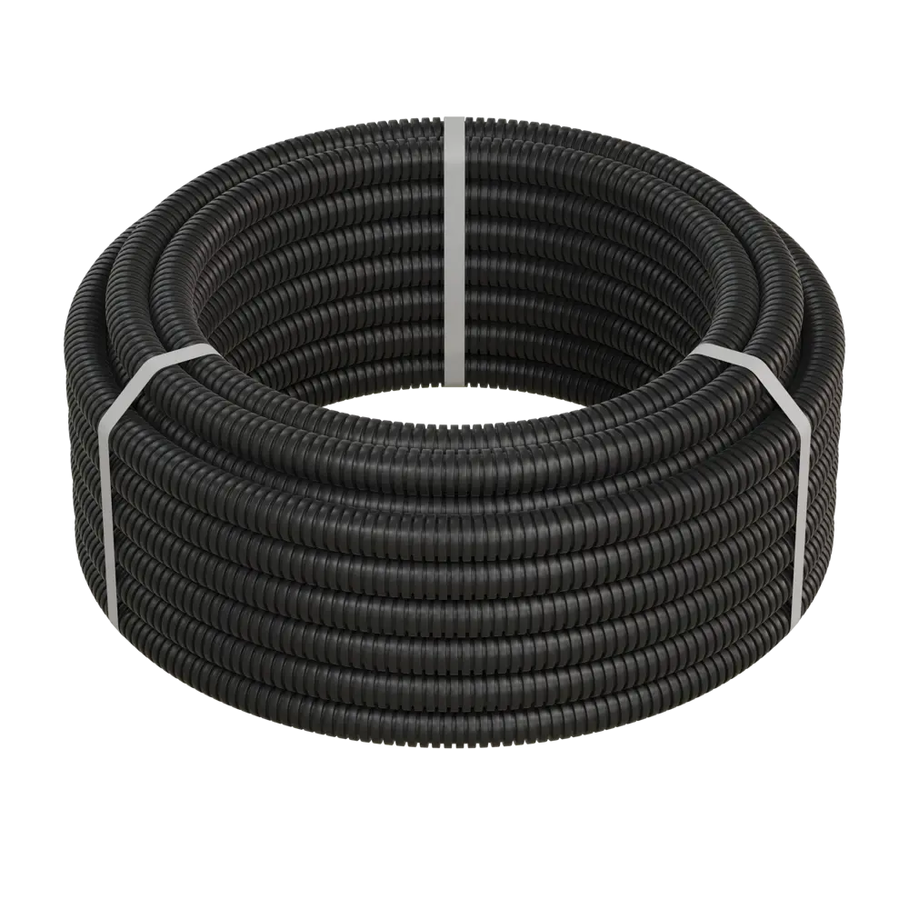 Труба гофрированная Экопласт D20 мм 25 м ПНД легкая с протяжкой цвет черный STLM-2128539 - Вид №1