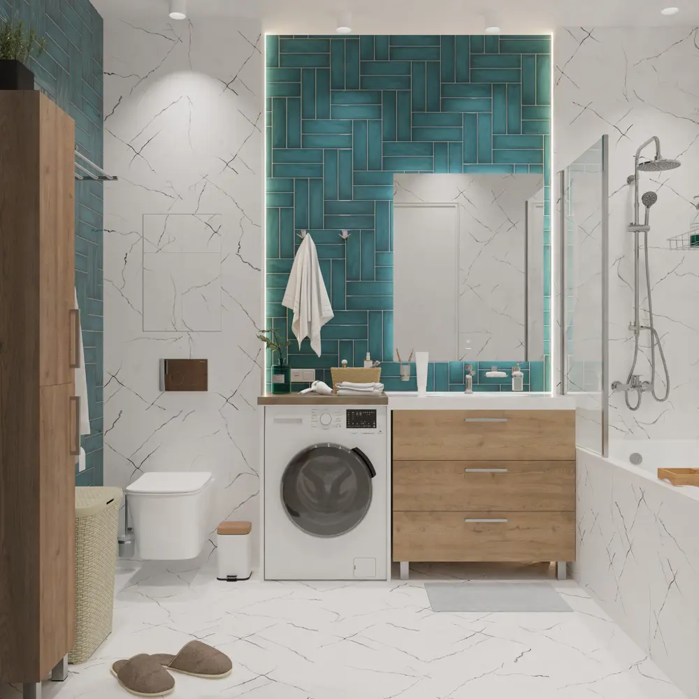 Керамин Хейз 2: Настенная плитка сине-зеленого оттенка с глянцевым эффектом 87968274 STLM-1347639 - Вид №5