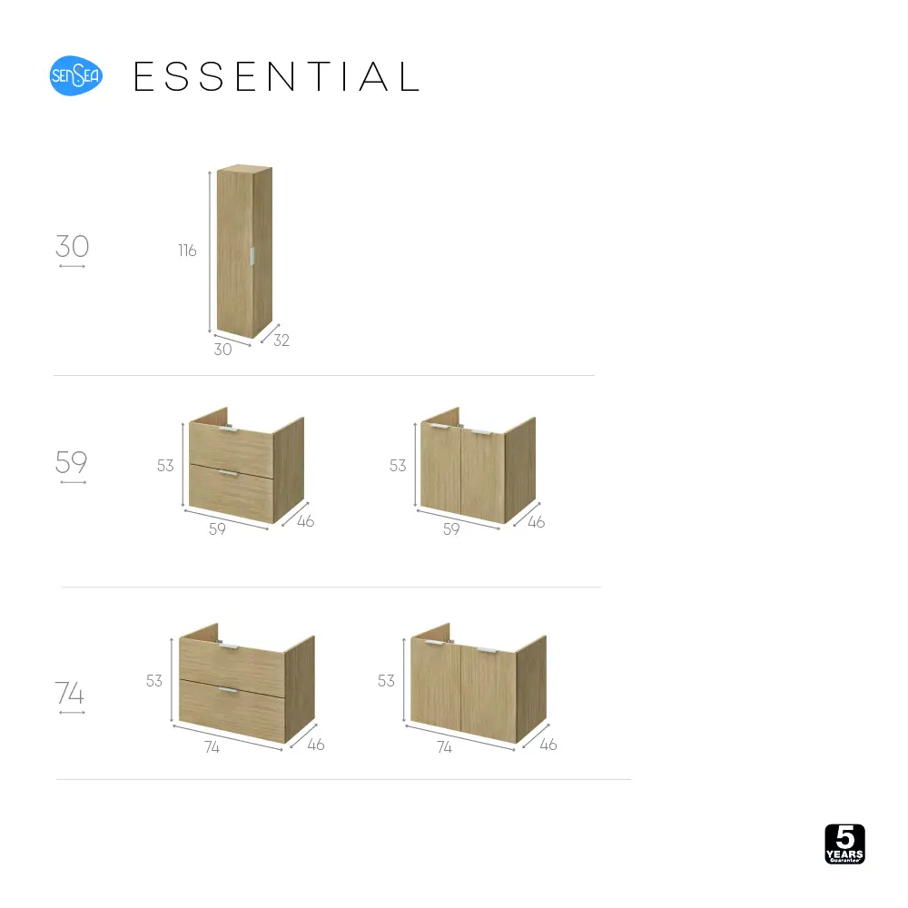 Тумба под раковину подвесная Sensea Essential с дверцами 75 см цвет дуб 82597808 STLM-2034485 - Вид №11