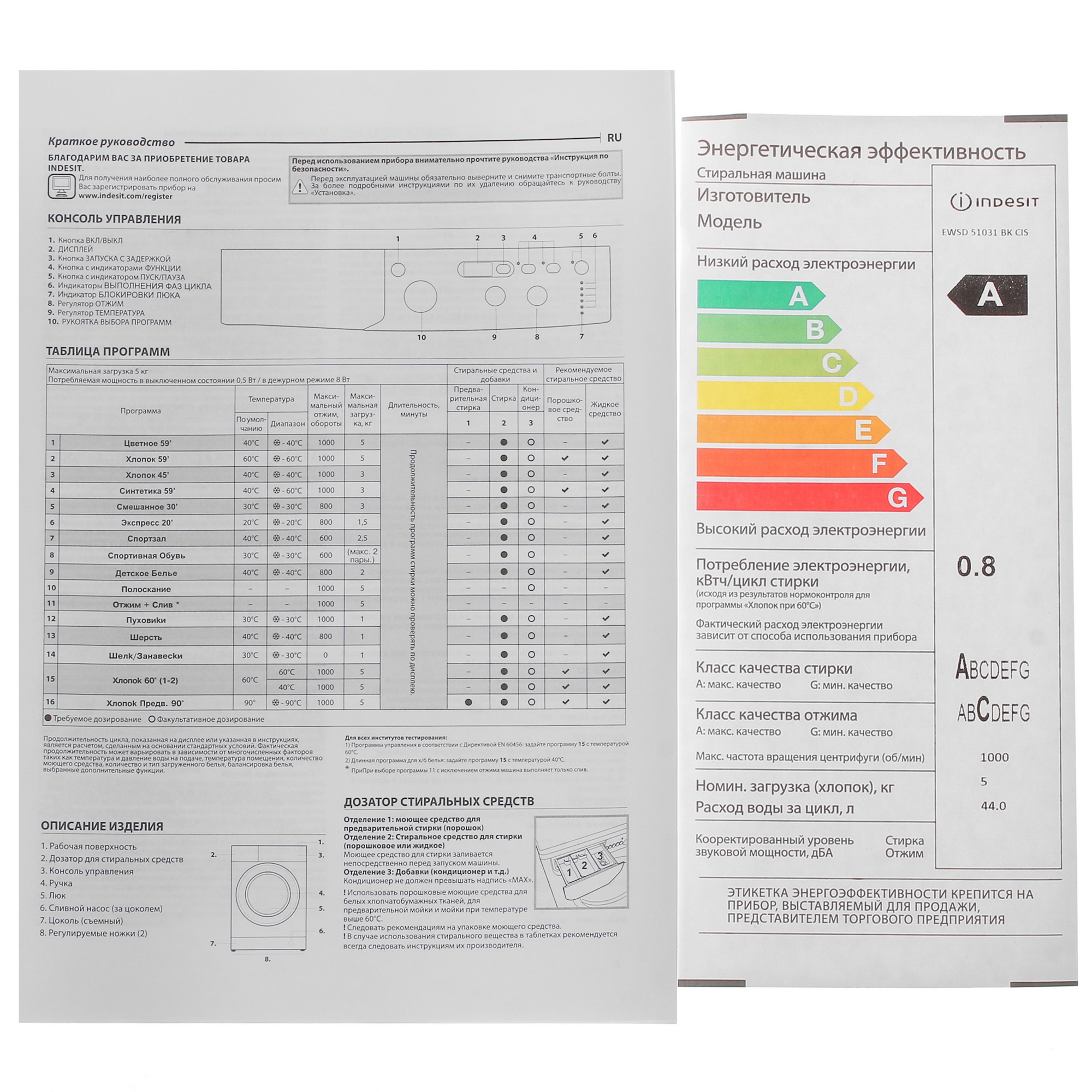 8165433 Стиральная машина Indesit EWSD 51031 BK CIS белый STDN-0147831 - Вид №10