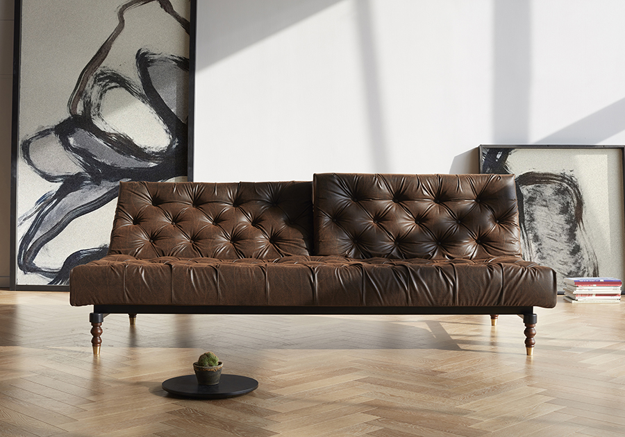 Диван Oldschool c ножками Retro из темного дерева и черной рамой, коричневый Innovation Living OLDSCHOOL461 - Вид №3