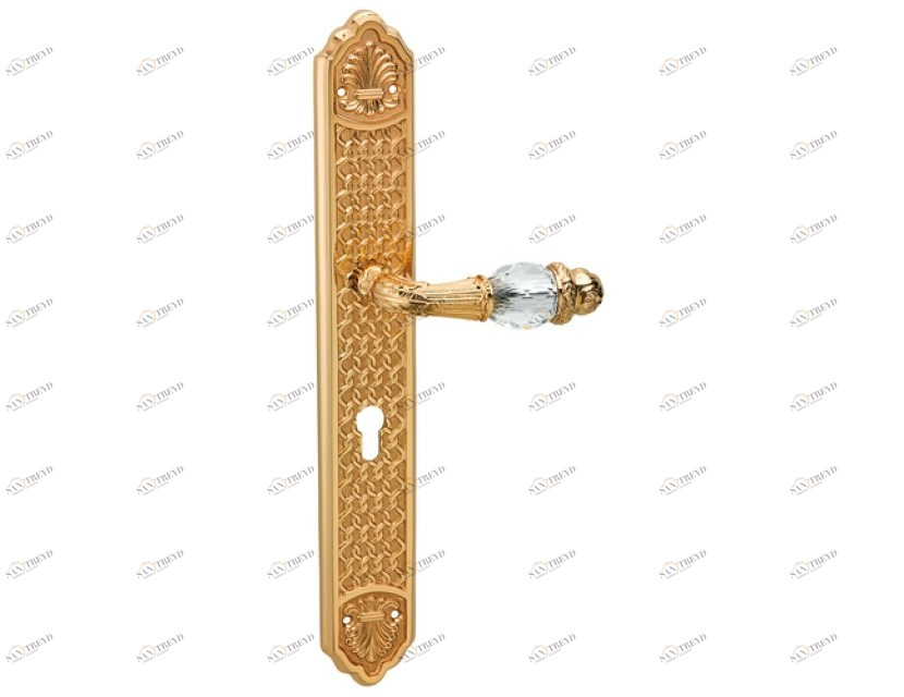 0A3041.85Y.71 Дверные ручки на пластинах с кристаллами сваровски и европрофилем 85мм Античное серебро Mestre 