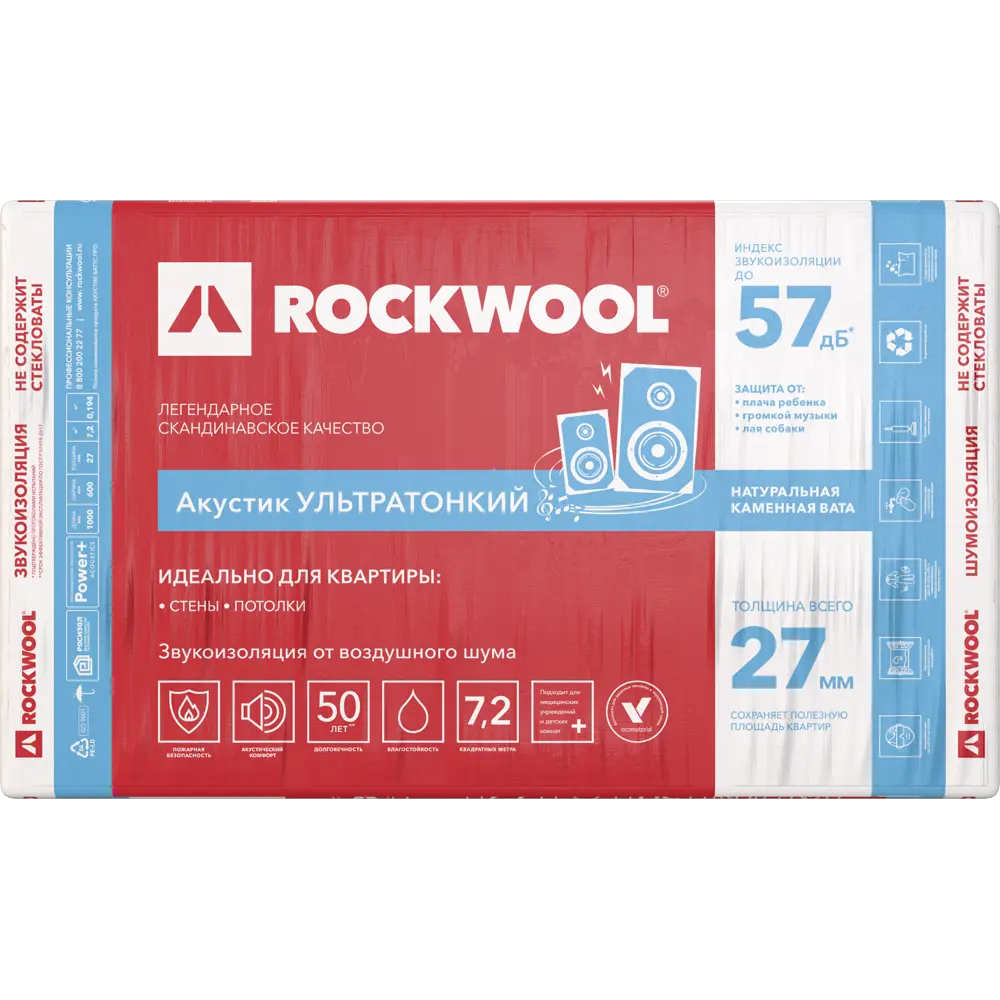 Rockwool Акустик ультратонкий — звукоизоляция стен и потолков 81980505 STLM-1016341 - Вид №3