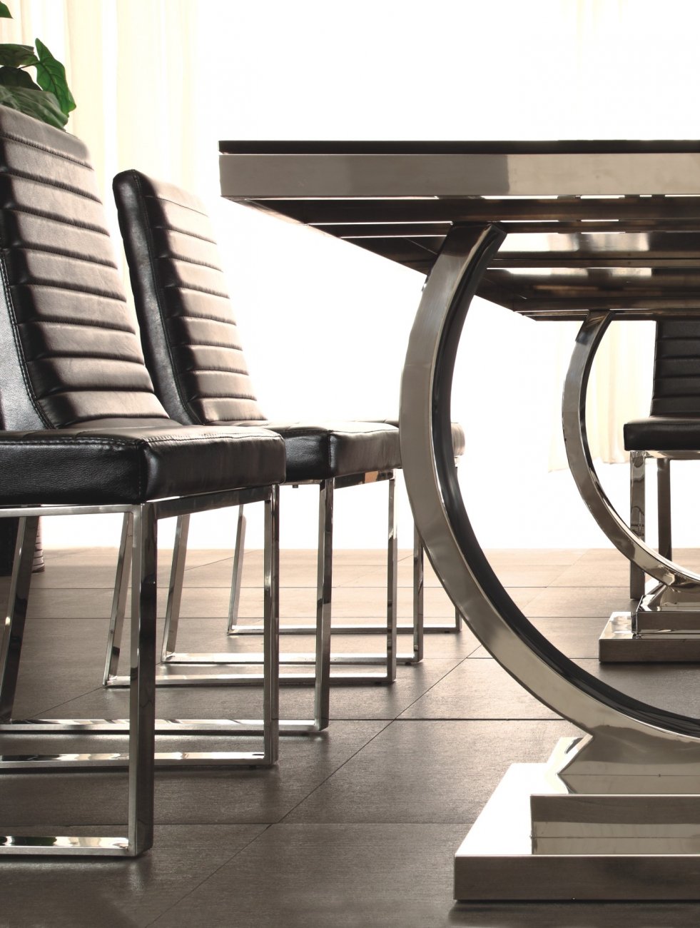 Обеденный стол прямоугольный темно-серый искусственный мрамор на основании хром 180 см Donna ДОМАШНЯЯ ОБСТАНОВКА SKY 045152 Серый;хром Santreyd - Вид №6