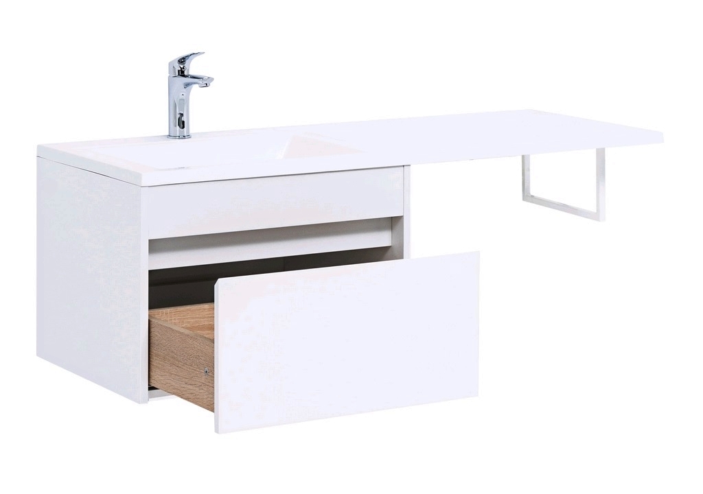 Тумба с раковиной Aquanet Токио 120 L белый (подвесная, 1 ящик) 0023691600235499 - Вид №2