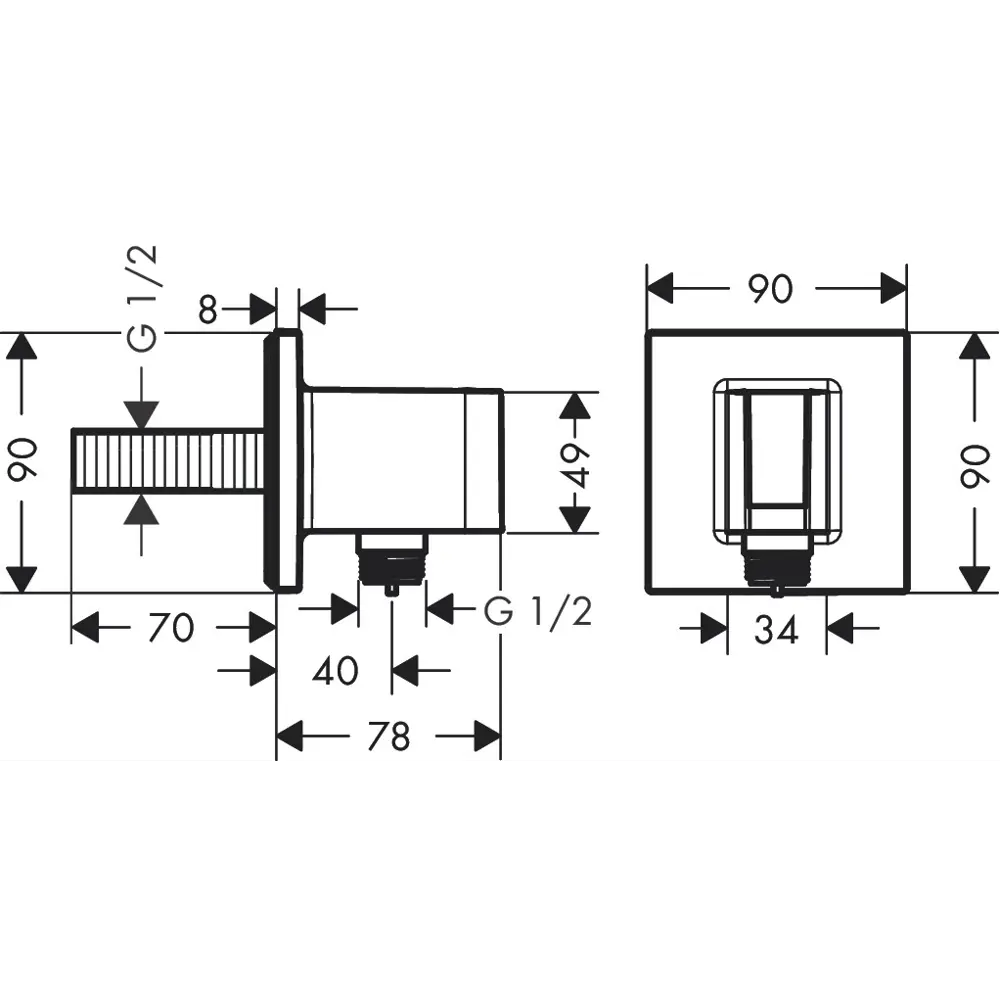 Подключение для шланга душевого Hansgrohe Fixfit Square с держателем цвет хром STLM-2099073 - Вид №3