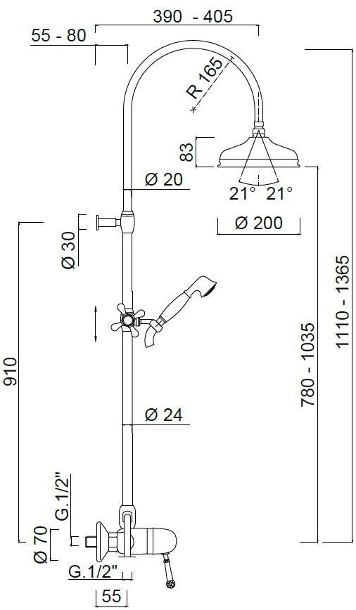 Rubinetteria Giulini Настенная душевая стойка с ручным душем Symphony F4308swc-s - Вид №1