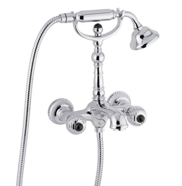 98011SWNECR Смеситель The One для ванны. Металлические ручки + черные кристаллы Swarovski, цвет хром EMMEVI