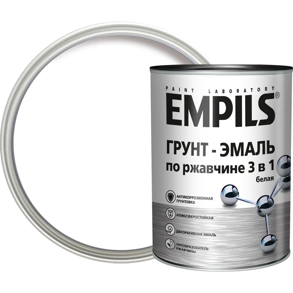 Грунт-эмаль по ржавчине 3в1 Empils PL гладкая цвет белый 0.9 кг 84434162 STLM-2159240 