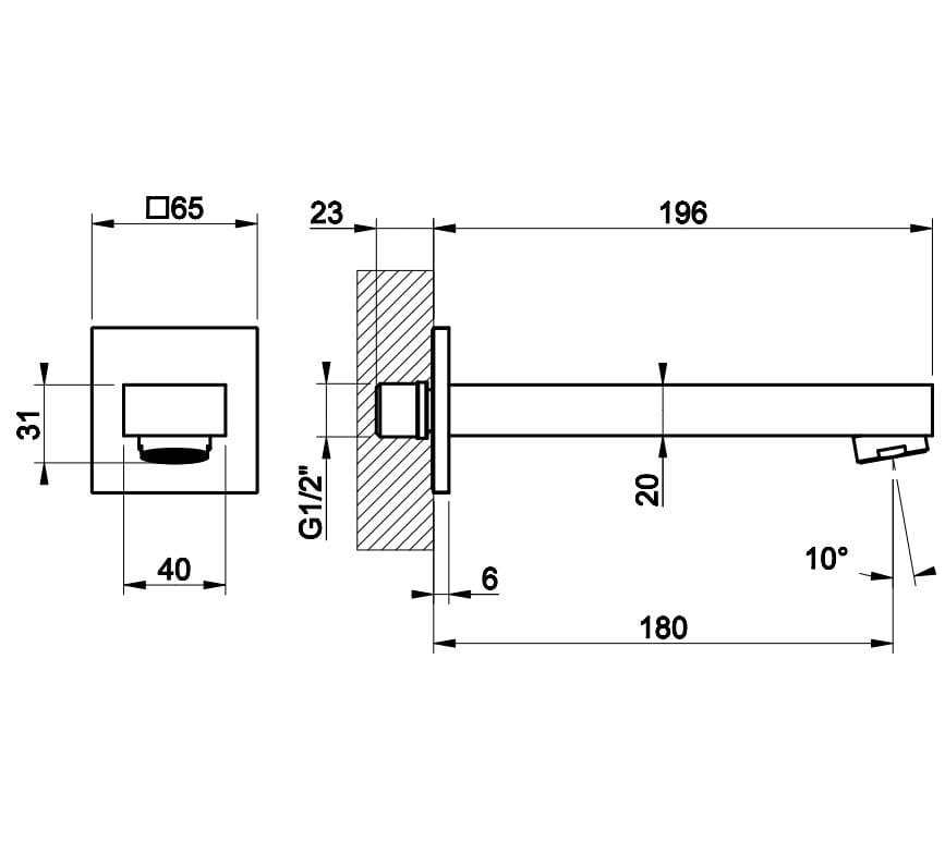 Хромированный латунный дозирующий носик для ванны Gessi обратный ARCH-00133846 - Вид №1