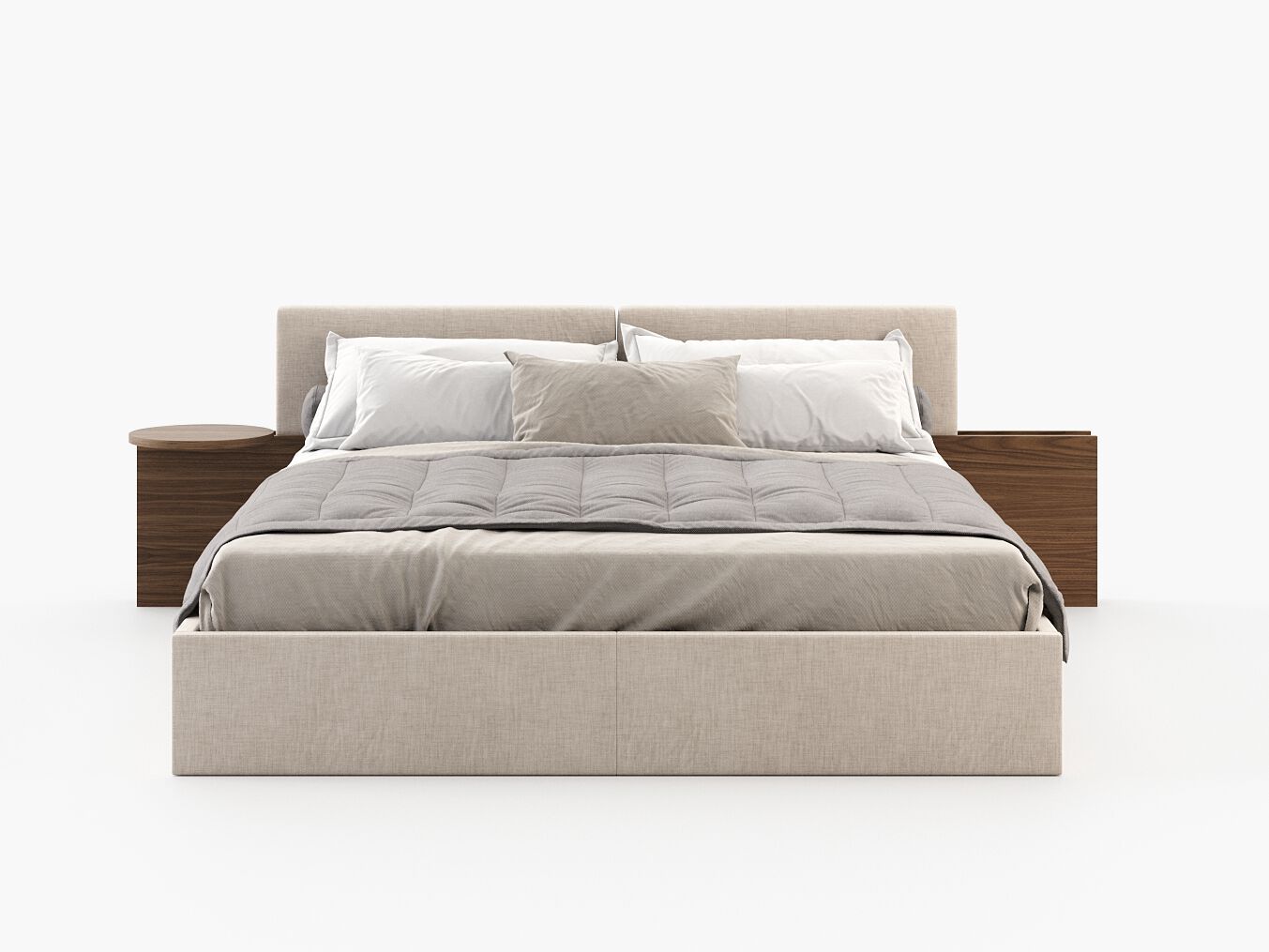 Двуспальная кровать из ткани с мягким изголовьем и встроенными тумбочками Laskasas Origin ARCH-00106710 - Вид №1