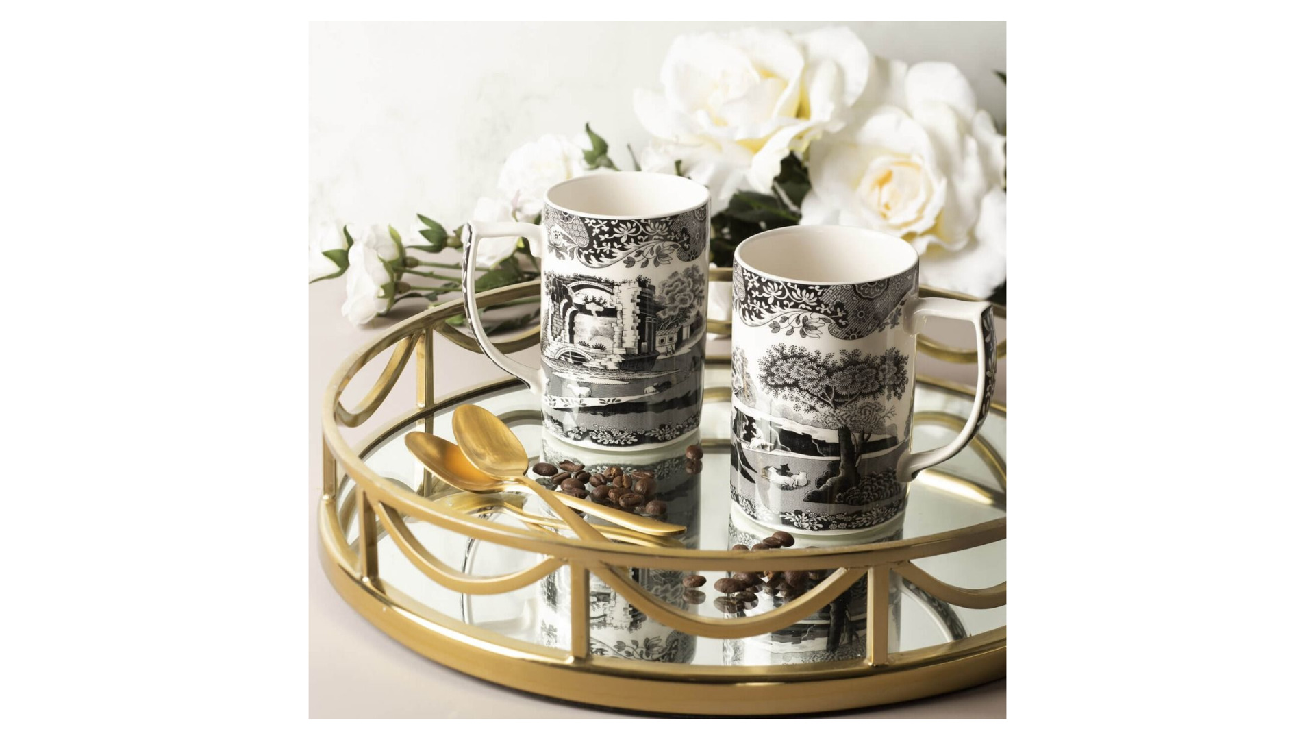 10655439 Spode Набор кружек с чайными ложками Spode "Черная Италия" 340мл, 2шт (лимитированный выпуск) Фаянс  - Вид №4