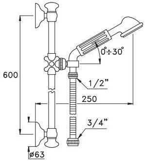 RUBINETTERIE STELLA Поручень с ручным душем Roma sun-id-1402522 - Вид №1