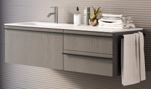 NI3607.25.12/TSP IBC Niky, тумба под лев./прав. рак. 120 см (3 ящика, ручка черная мат.), цвет тик структурный