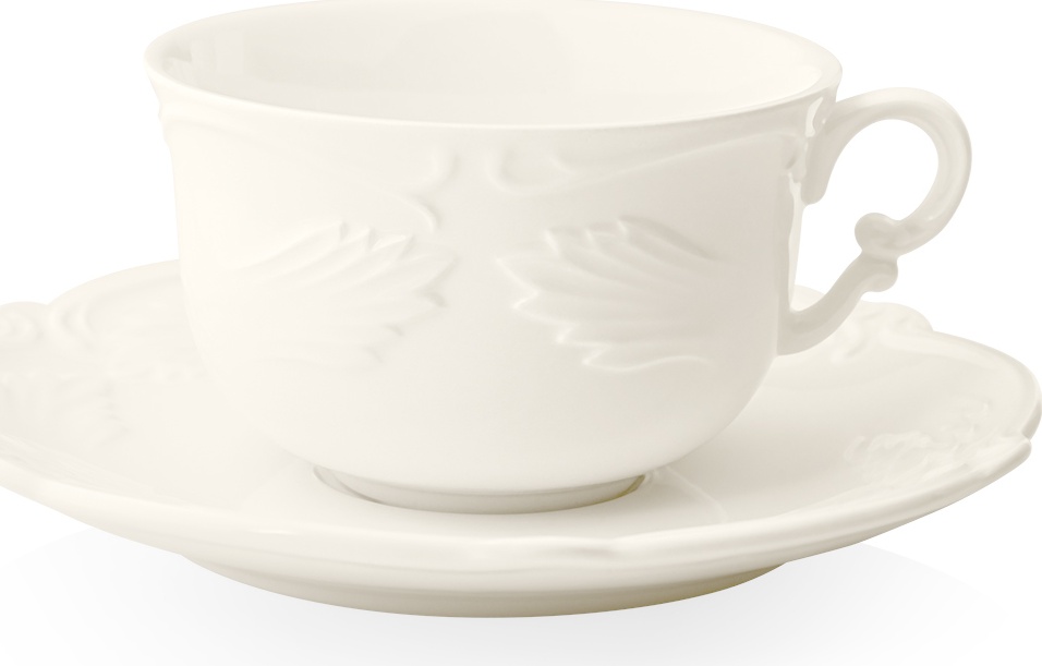 10598506 Gien Чашка чайная с блюдцем Gien Рокайль, белый 180мл, фаянс Фаянс 
