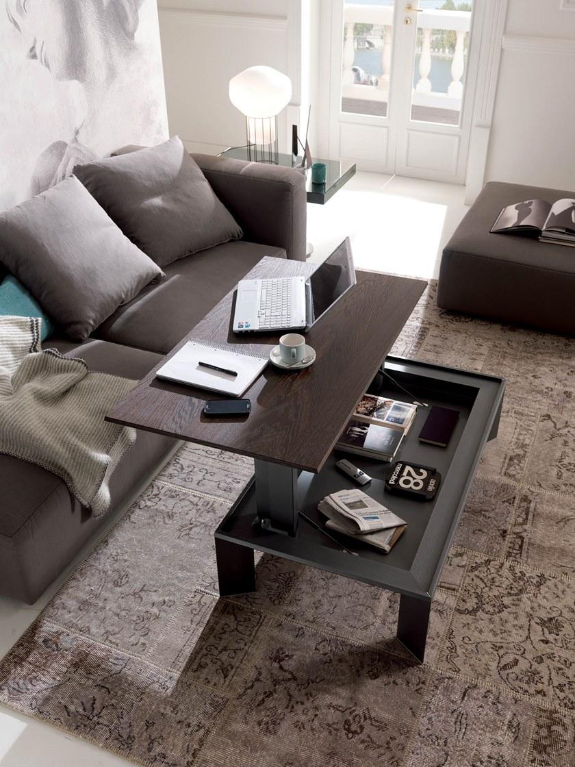 Ozzio Italia Регулируемый по высоте журнальный столик из алюминия и дерева  T062  - Вид №7