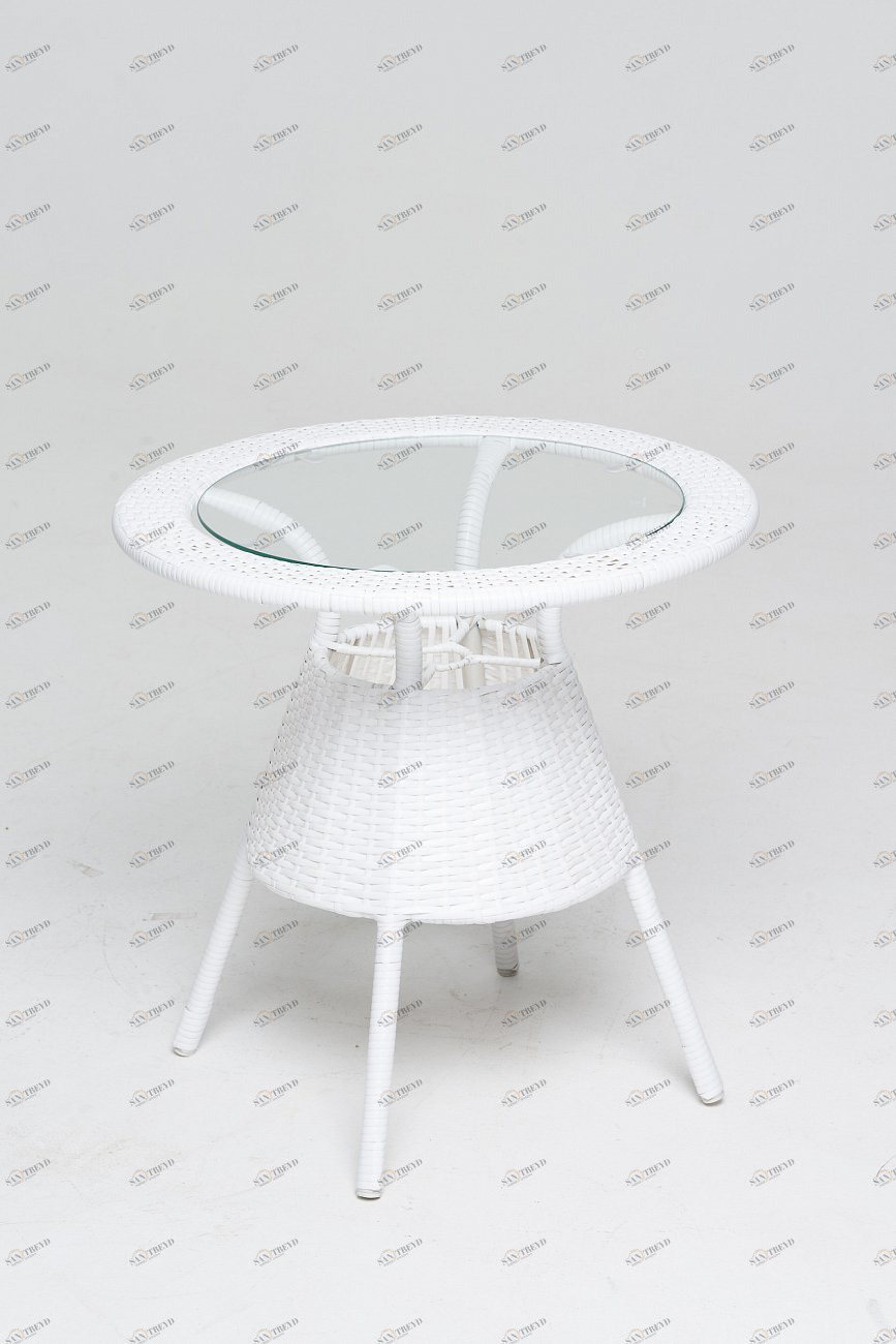 Кофейный столик из искусственного ротанга 60х60 см белый Vinotti VINOTTI  00-3885172 Белый 