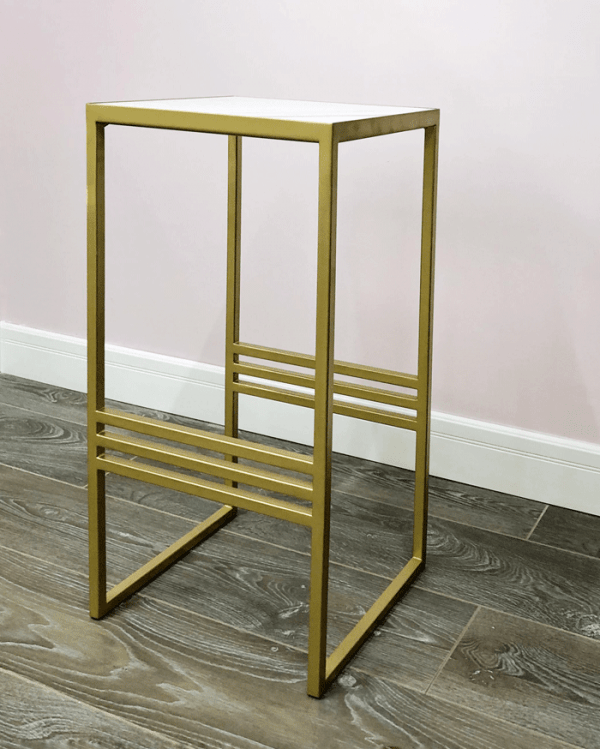 Приставной столик золотой с мраморным белым топом 32 см FOR MISS  264003 Золото;белый  - Вид №2