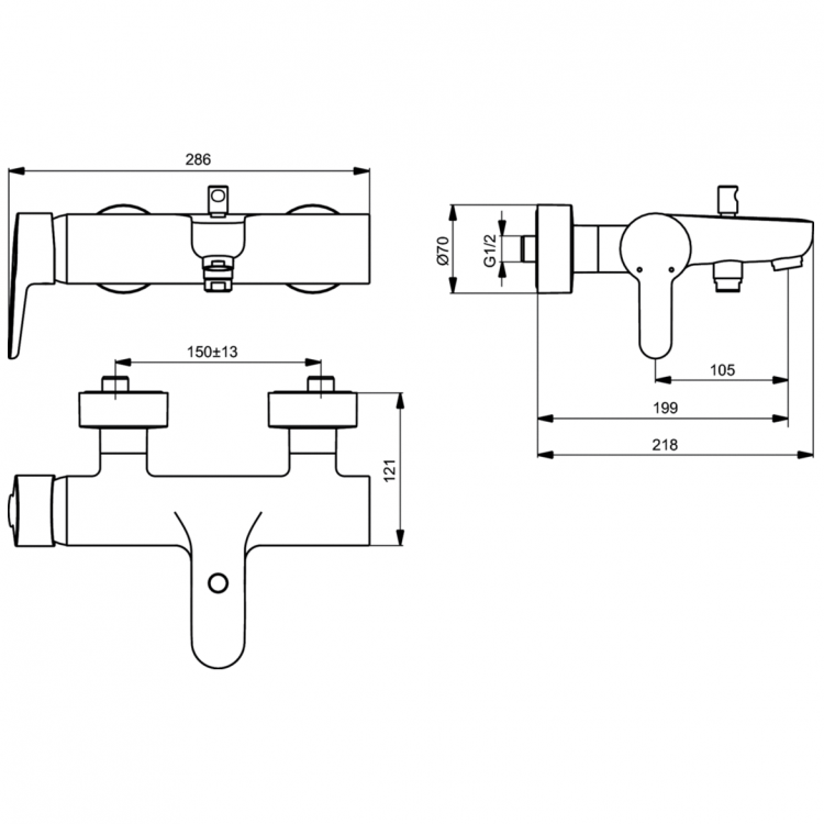 B9921AA Смеситель для ванны/душа Ideal Standard CONNECT BLUE - Вид №1