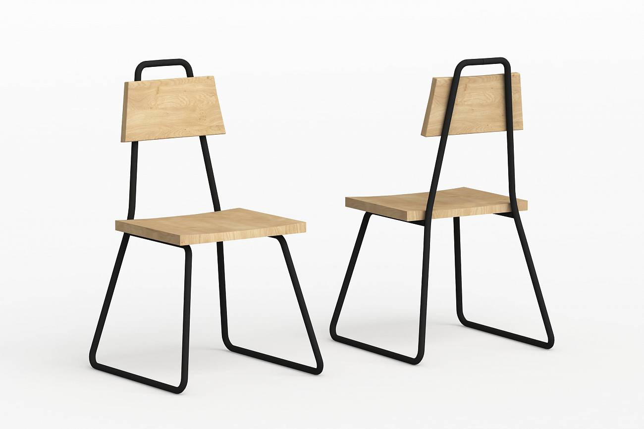 Стул с металлическими ножками и деревянным сиденьем синий Bauhaus WOODI  00-3966295 Синий  - Вид №3