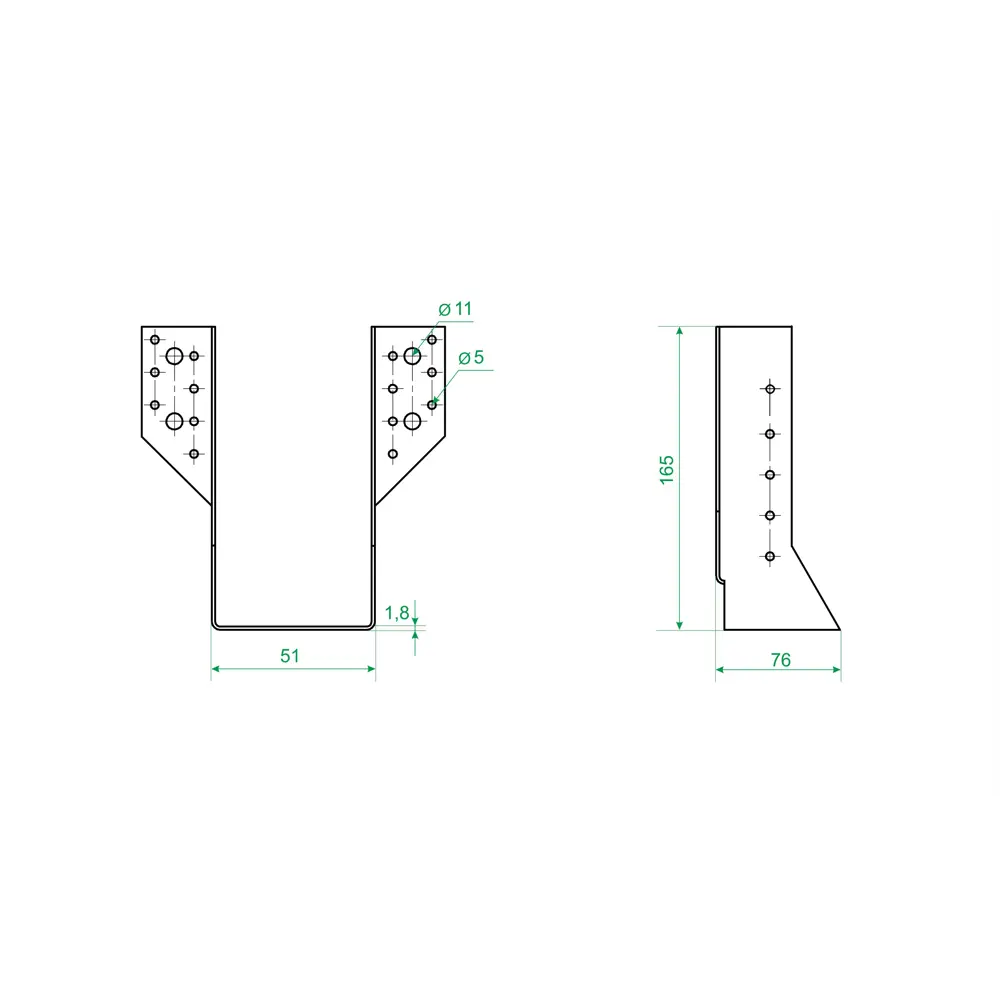 Santreyd Опора для балки раскрытая стальная 51×76×165 мм 84857899 STLM-0056295 - Вид №2