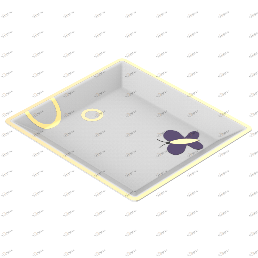 A7D-4612 Фарфоровое блюдце малого размера Thg-paris Capucine фиолетовый с золотым декором Хром A7D-4612 CAT.A