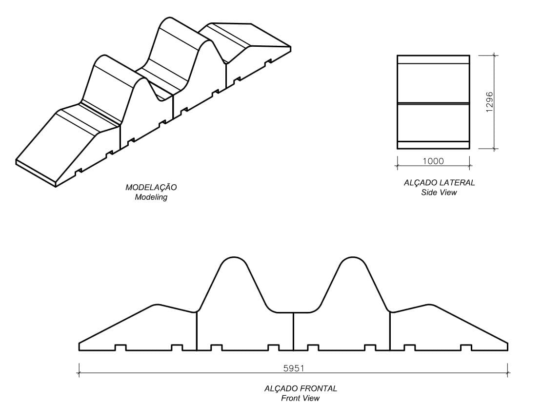 Модульная бетонная скамья без спинки amop Socialplay ARCH-00054531 - Вид №4