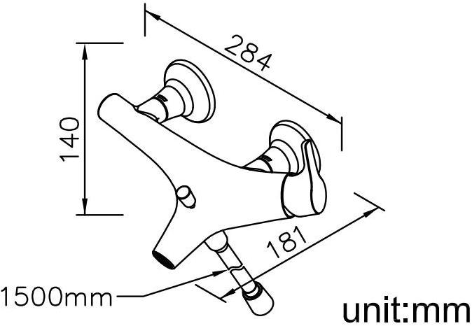 JUSTIME Настенный однорычажный смеситель для ванны из хромированной латуни с гибким блоком питания Nature 6927-94-85cp - Вид №1