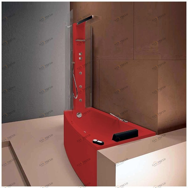 Ванна с кабиной Gruppo Treesse Asyx Box Top VTL-V8261-B8220-DX-K угловая красная правосторонняя VTLV8261B8220DXK